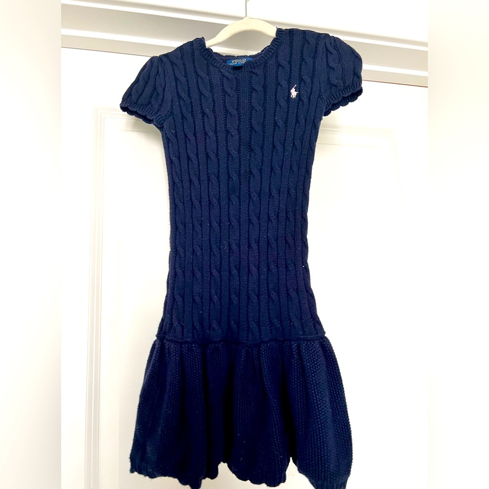 Polo by Ralph Lauren Girls Cable Knit Dress- Navy size 5